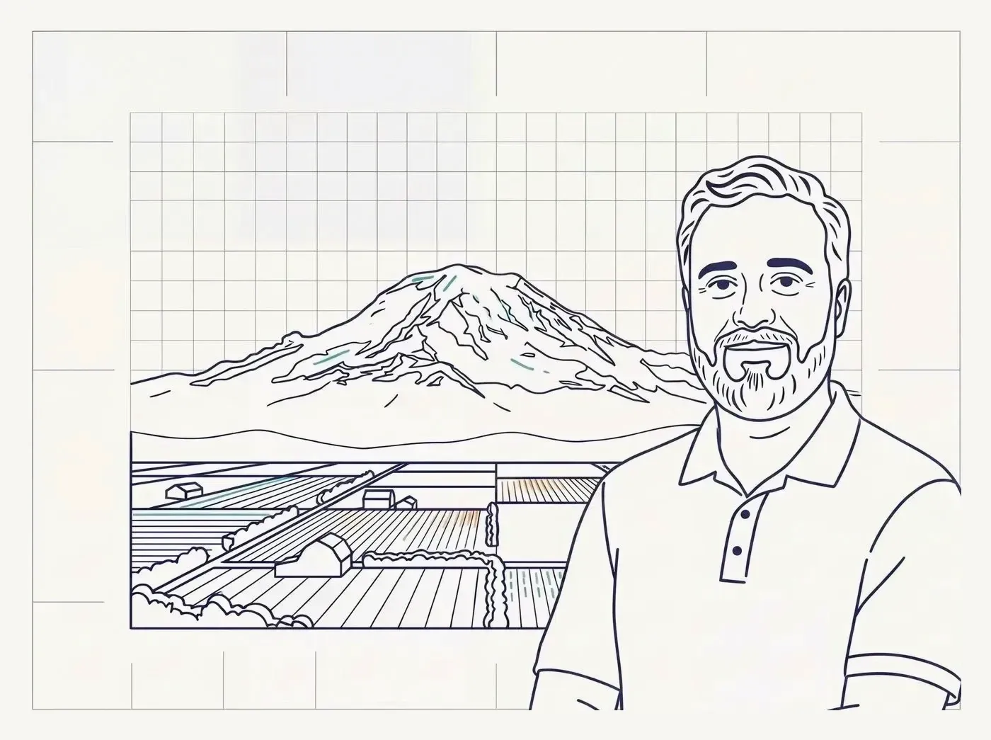 Line-art illustration of an iconic Abbotsford landmark