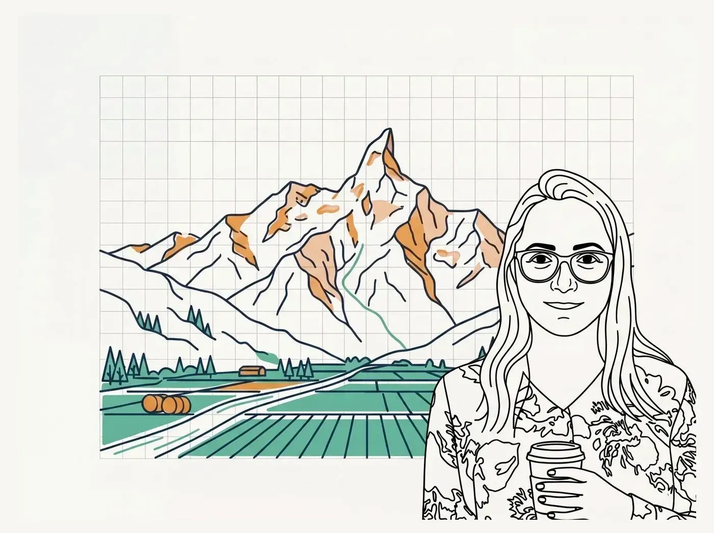 Line-art illustration of an iconic Chilliwack landmark