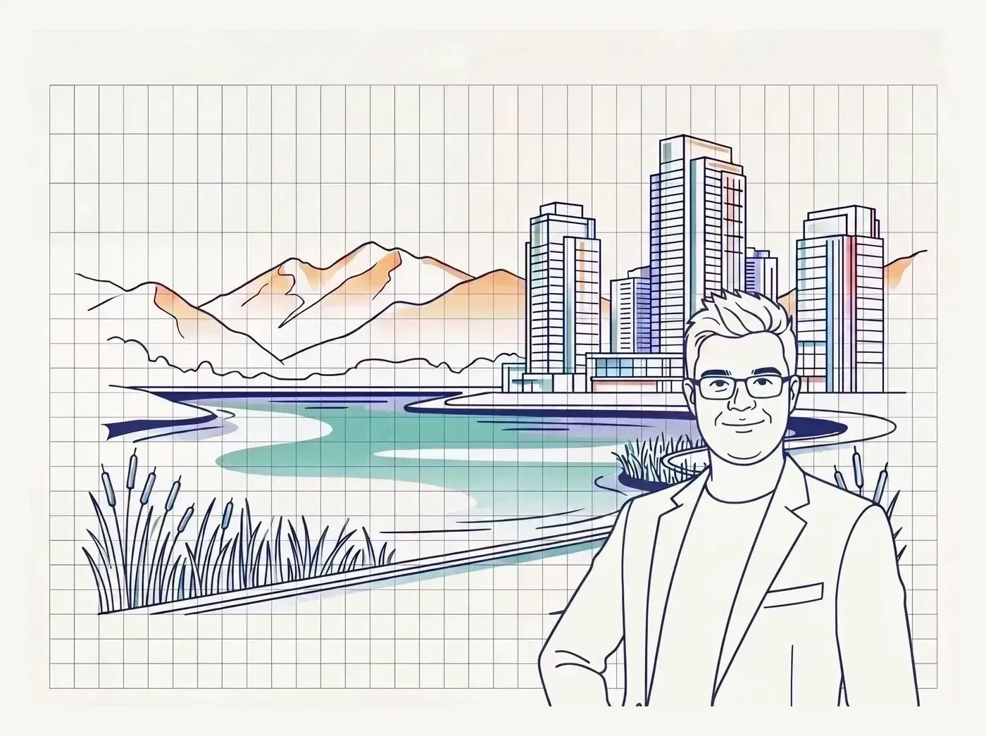 Line-art illustration of an iconic Coquitlam landmark