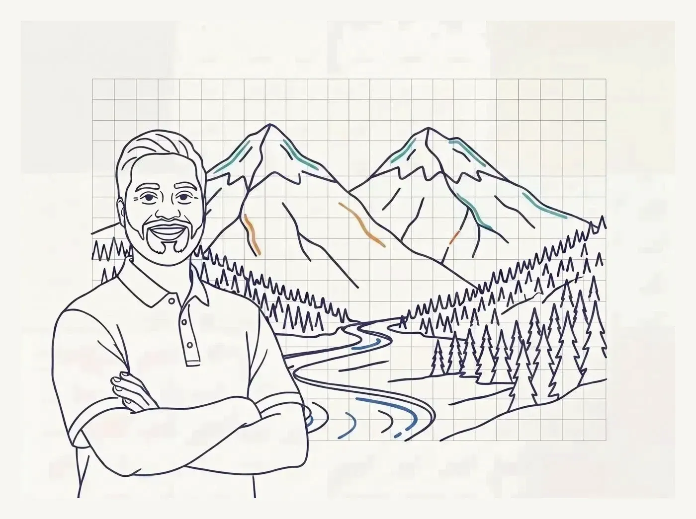 Line-art illustration of an iconic Maple Ridge landmark