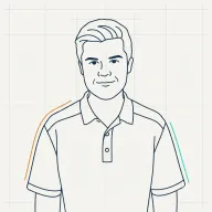 Line-art illustration of Michael Logan