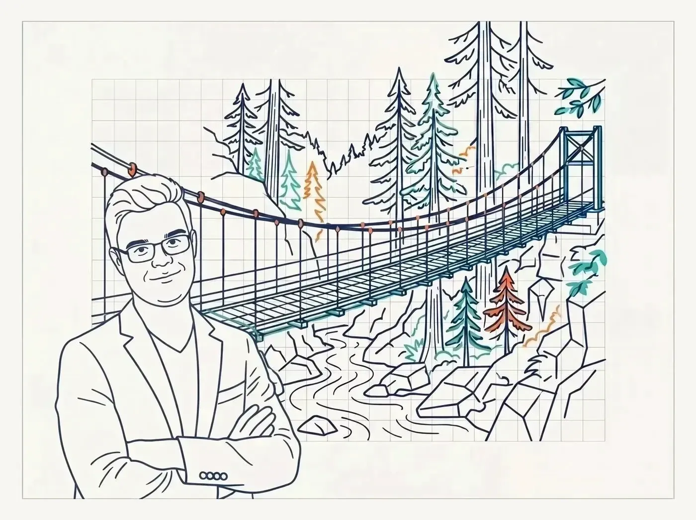 Line-art illustration of an iconic North Vancouver landmark