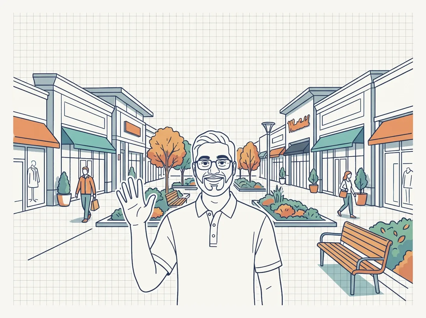 Line-art illustration of an iconic Skokie landmark