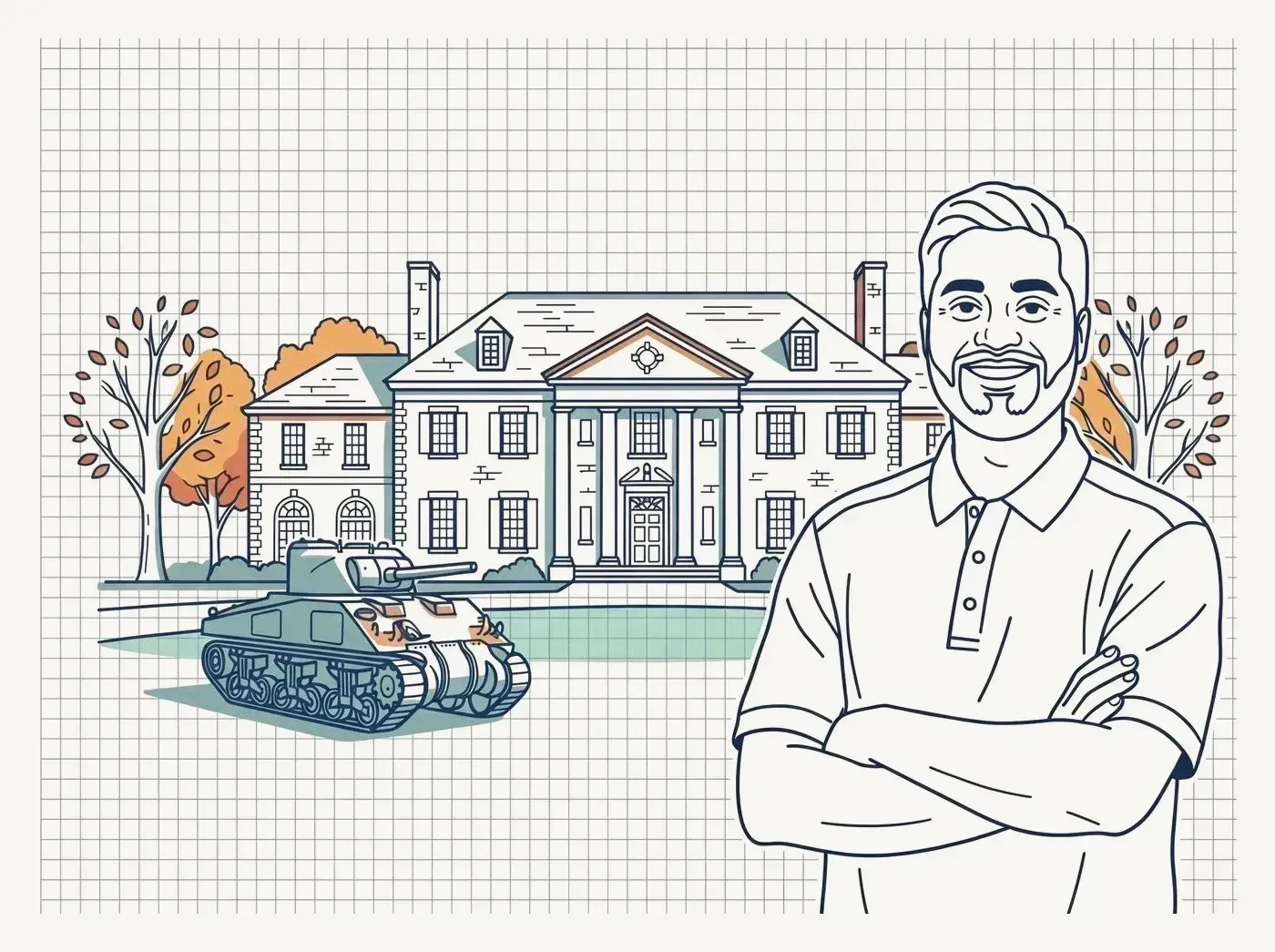 Line-art illustration of an iconic Wheaton landmark